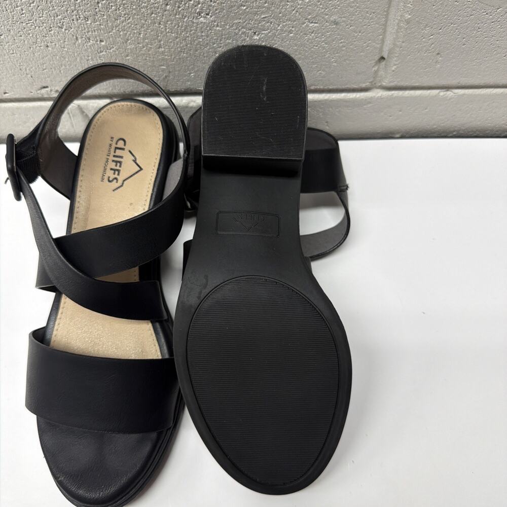 Cliffs By White Mountain Cordovan Women’s 7M Black Heel Sandals comfort - Picture 4 of 8